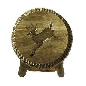 Rustic Handcrafted Wooden Carved Deer Bar Stool 24 in.